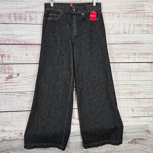 SPANX Women's Wide Leg Denim Sz L Charcoal Jeans Comfort Stretch Casual Chic NWT